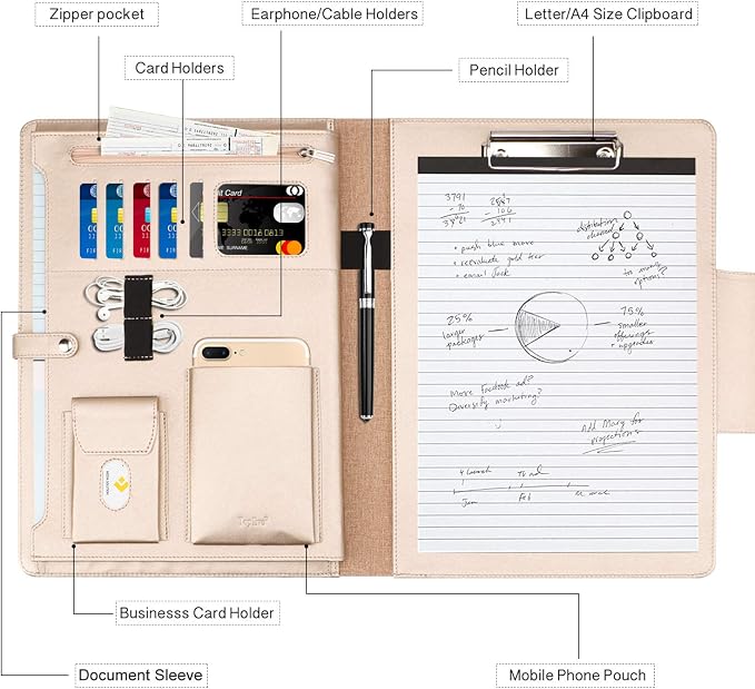 Toplive Portfolio Case, Conference Folder Executive Business Padfolio - Image 3