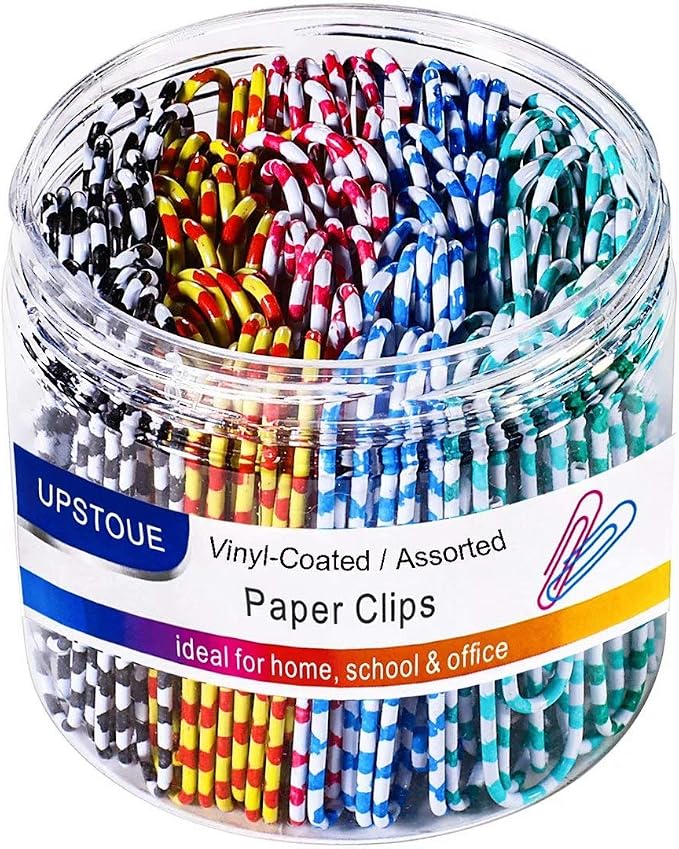 Vinaco Color Stripe Paper Clips, 100 Pack 2 Inch, Durable & Rust Resistant by LightingMadeSimple