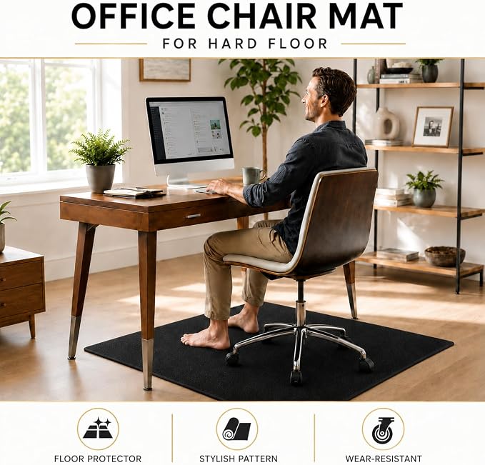Office Chair Mat for Hardwood Floors, 48 x 35.5 in Non-Slip Desk Chair Mat for - Image 2