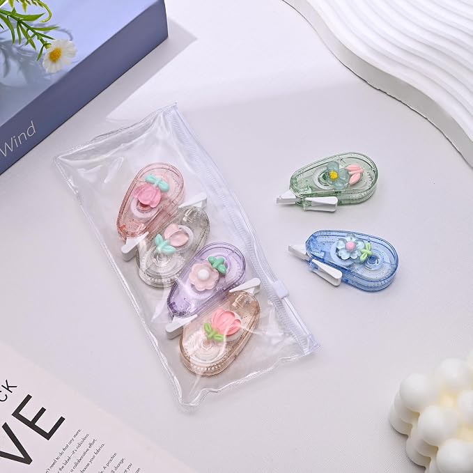 Temiary 6P Aesthetic Correction Tape, Flower | Cute Correction Applicator - Image 4