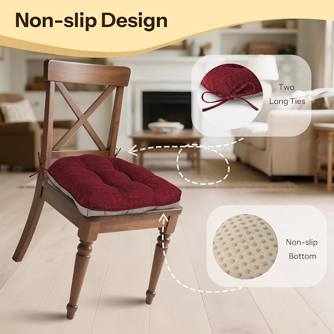Non Slip Chair Cushions for Dining Chairs Set of 4 Kitchen Chair Cushions - Image 3