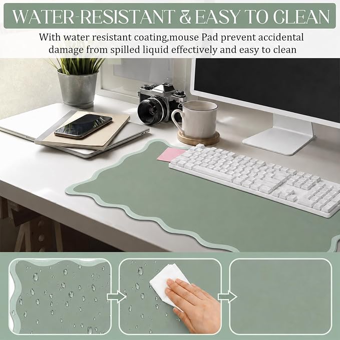 Hahafelt Scalloped Desk Mat Large Desk Pad Cute Coquette Table Mat Back to - Image 5