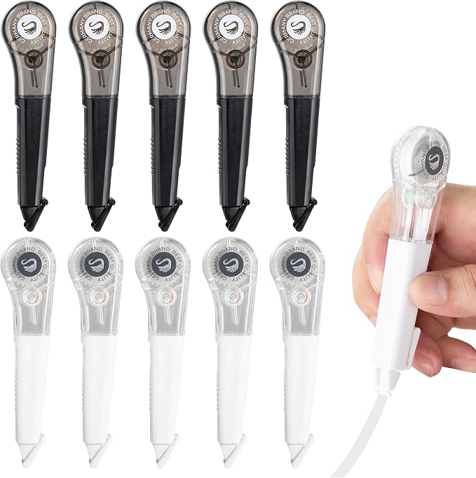 Correction Tape Pen, 10-Count Pack, 19.69ft Each, Dry Instantly, Stretch by WISOPTUS