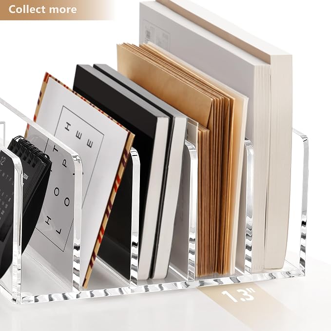 SANRUI Acrylic Mail Organizer, 5 Compartments File Holder - Image 7