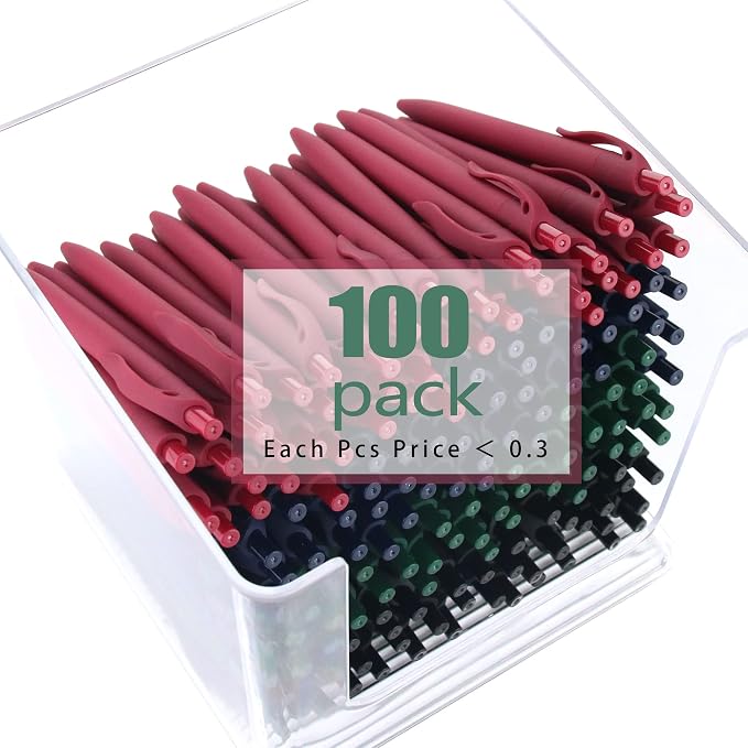 deegtran Pens Bulk, 100 Pack No Bleed Click Black Pens, Retractable Ballpoint - Image 3