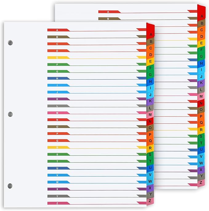 Alphabet Binder Dividers for 3 Ring Binder, COIDEA A-Z Dividers for 3 Ring by COIDEA