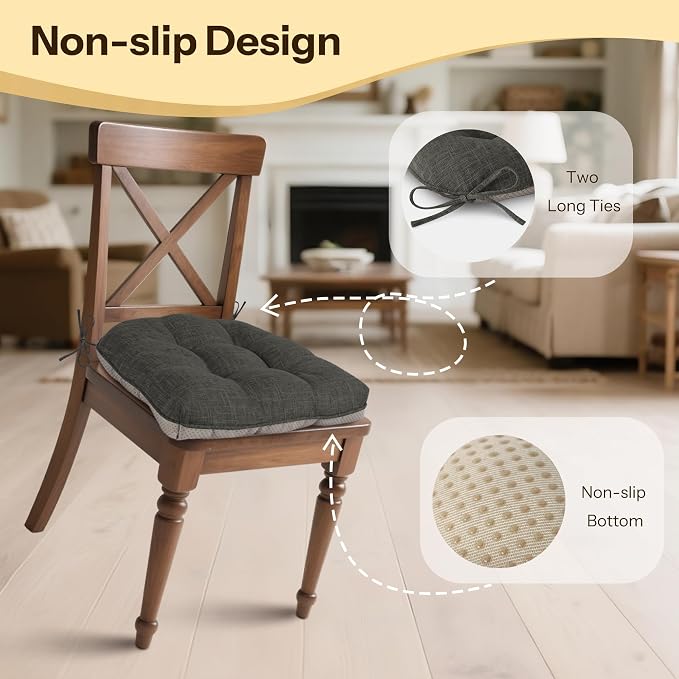 Non Slip Chair Cushions for Dining Chairs Set of 4 Kitchen Chair Cushions - Image 3