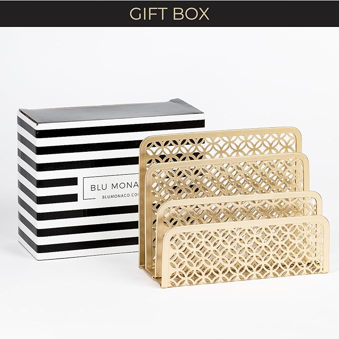 BLU MONACO | Gold Desk Mail Organizer - Image 5