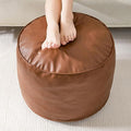 HIGOGOGO Round Stuffed Pouf Ottoman, Pu Leather Poufs by HIGOGOGO
