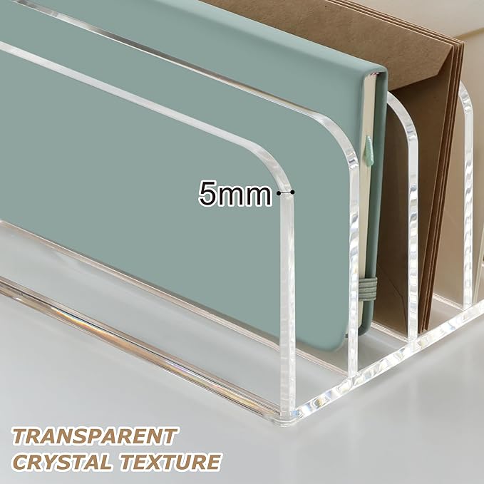 SANRUI Clear Desk Mail Organizer, 9 Compartments Acrylic Office Document Sorter - Image 7