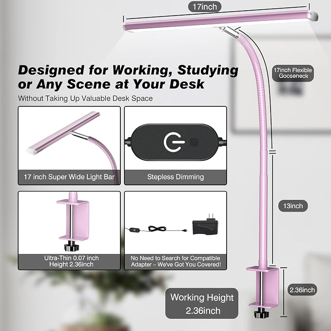 Airlonv LED Desk Lamp for Office Home, Eye-Caring Desk Light - Image 3
