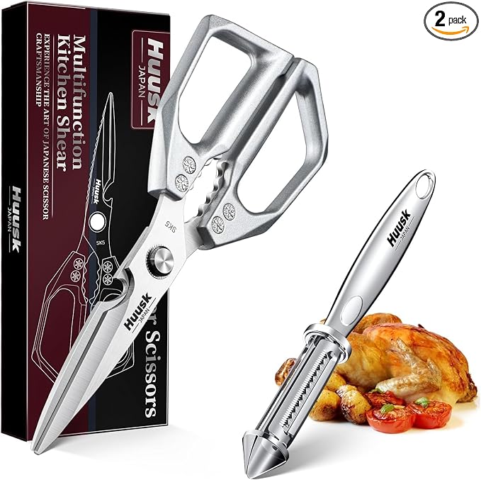 Huusk Kitchen Scissors and Potato Peelers Set, Stainless Steel Cooking Shears by HuuskKnife