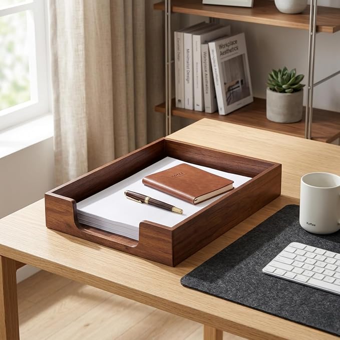 Bamber Wood Letter Tray Wooden Desk Organizer Paper Document File Tray - Image 8