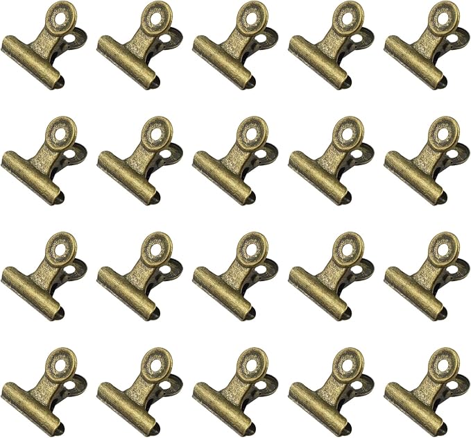 20 Pieces Metal Bulldog Binder Clips, 1.2 Inch Hinge Paper Clips Clamps by Unknown