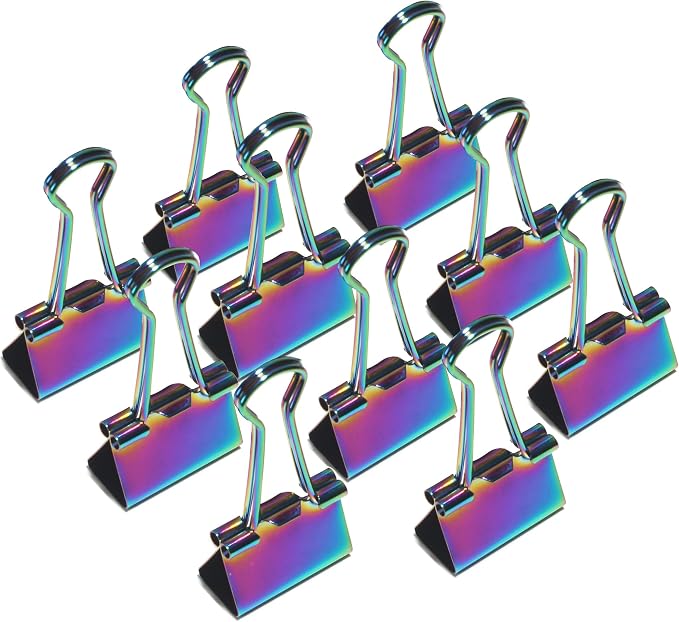 10 Pcs Rainbow Paper Clamps, Medium Binder Clips, 0.75 Inch Length - Image 3