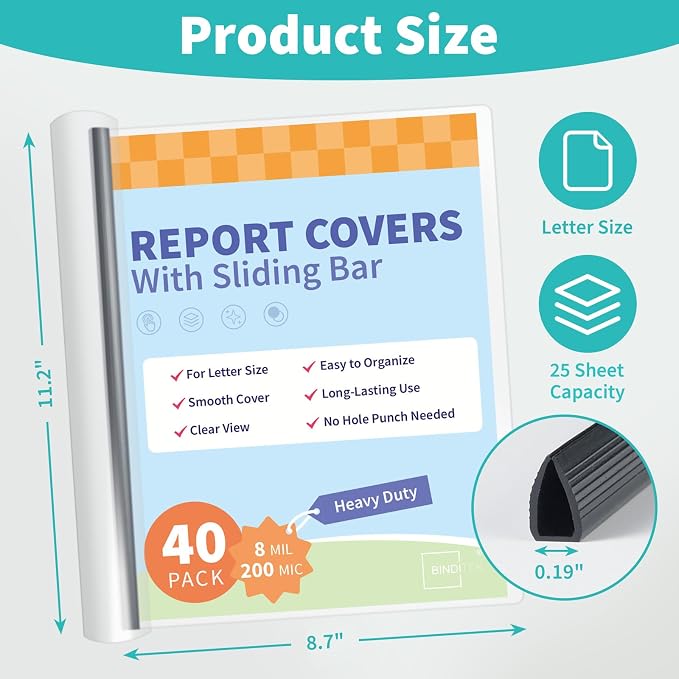 Binditek 40 Pack Heavyduty Clear Report Covers - Image 2