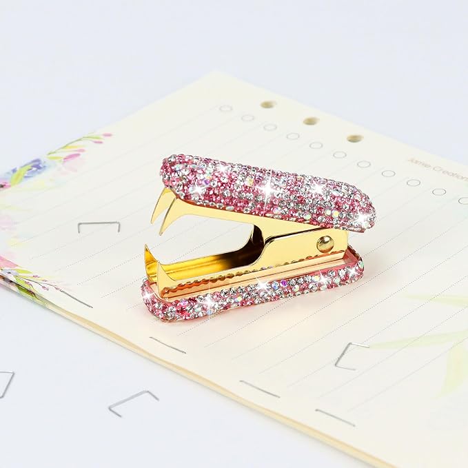 MultiBey Rhinestone Staple Remover, Handmade Bling Crystal Gold Cute Staple - Image 3
