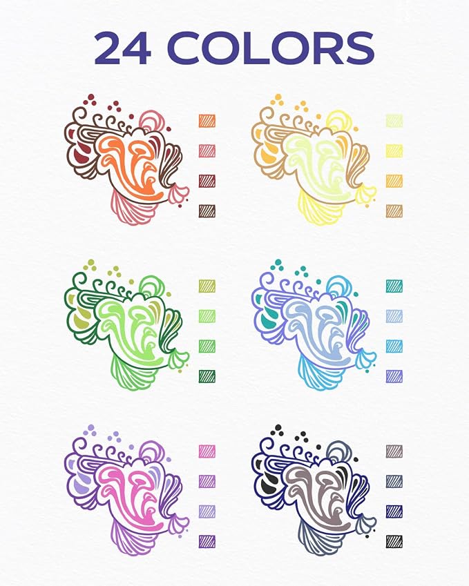 Four Candies Quick Dry Ink Colored Pens Set, 24 Colors Retractable Gel Pen - Image 2