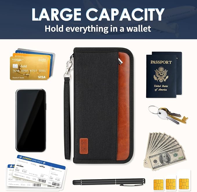 Passport Holder Family Travel Large RFID Blocking Passport Organizer, Travel - Image 3