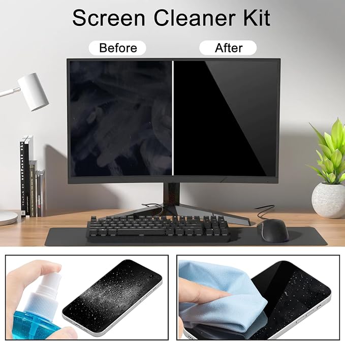 walrfid 2 Pcs Car Screen Cleaner Spray and Wipe, TV Computer Laptop Touchscreen - Image 3
