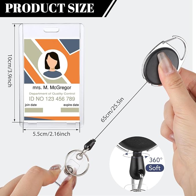 2 Set Badge Holder Retractable Clip Heavy Duty Badge Reel - Image 2