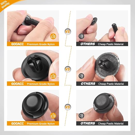GOOACC 240PCS Bumper Retainer Clips Car Plastic Rivets Fasteners Push Retainer - Image 3