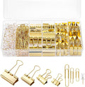 BESARME Gold Paper Clips and Binder Clips Set by BESARME