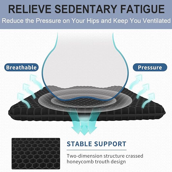Gel Seat Cushion for Long Sitting Pressure Relief - Image 4