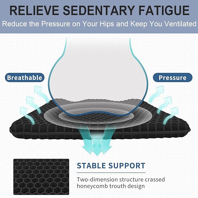 Gel Seat Cushion for Long Sitting Pressure Relief - Image 2