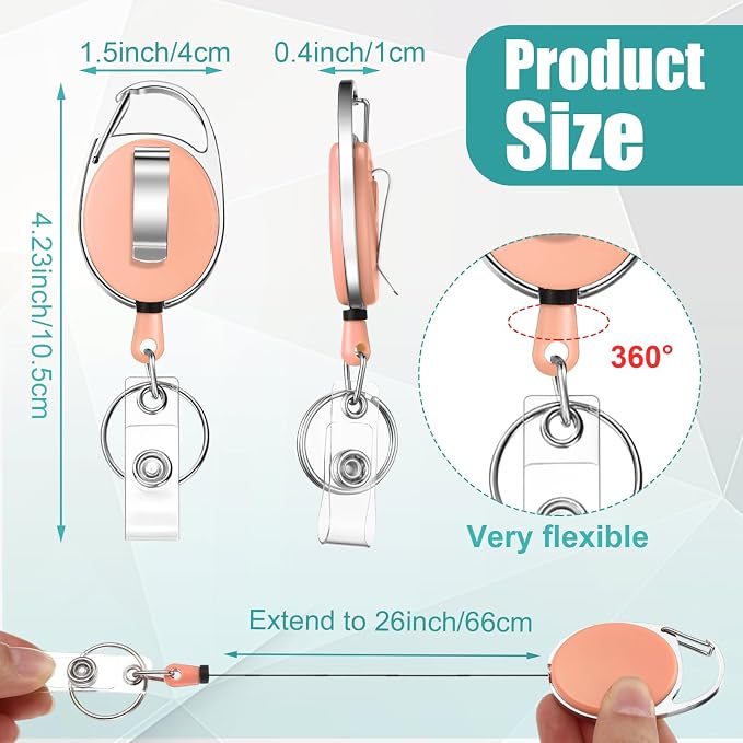 Honoson 30 Pcs Heavy Duty Retractable Badge Reels Batch ID Badge Holder - Image 2