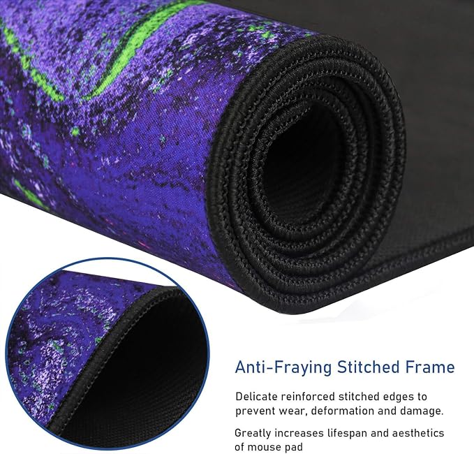 Large Mouse Pad with Stitched Edges, Durable Non-Slip Natural Rubber Base - Image 2