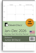 Eleven Discs Monthly Calendar Refill 2026, Monday Start, Junior 5.5 x 8.5 by ElevenDiscs