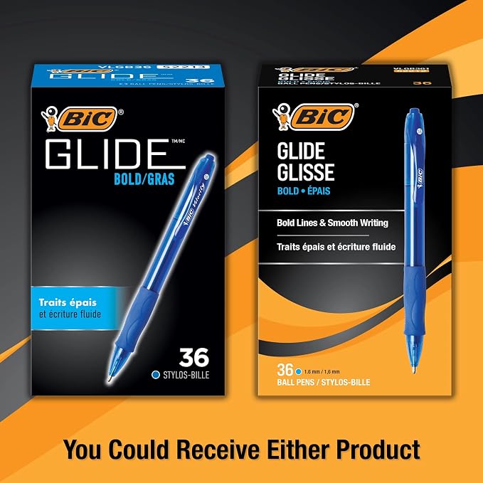 BIC Glide Bold Blue Ballpoint Pens, Bold Point, 36-Count Pack, Retractable - Image 3