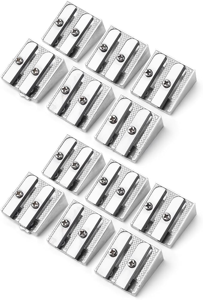 Mr. Pen- Handheld Metal Pencil Sharpener, 12 Pack | 2-Hole Dual Size, Bulk by MrPen