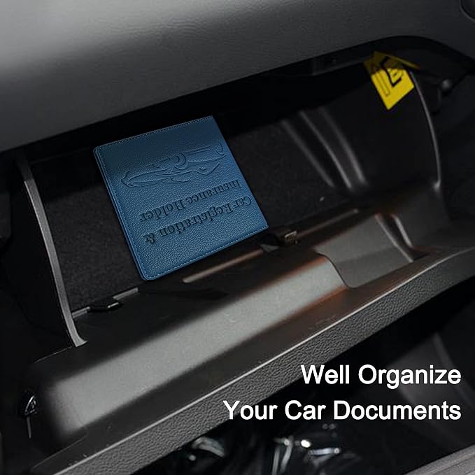 Car Registration and Insurance Holder, Premium PU Leather Vehicle Glove Box Car - Image 7