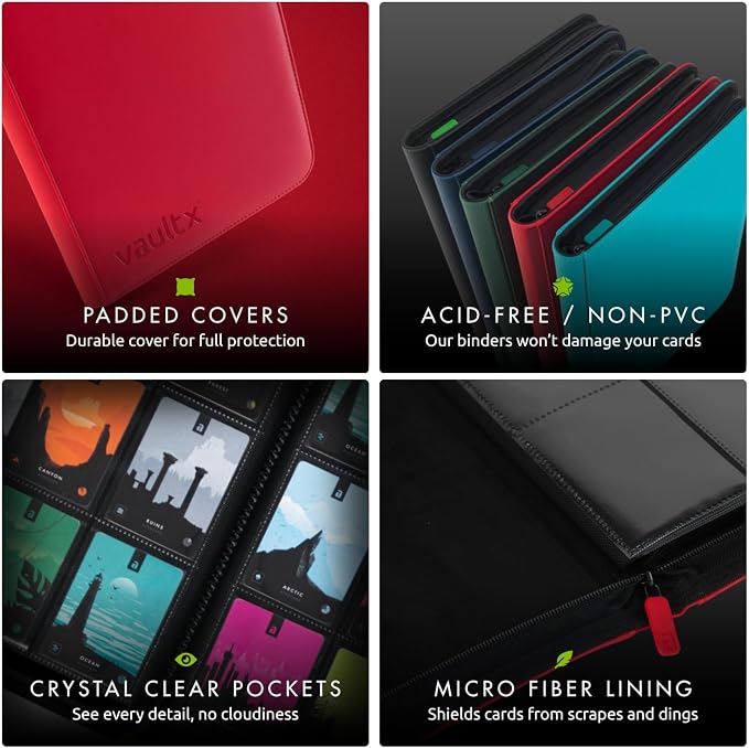 Vault X 4 Pocket Zip Binder, 160 Cards, Exo-Tec Material, 20 Side-Loading Pages - Image 7