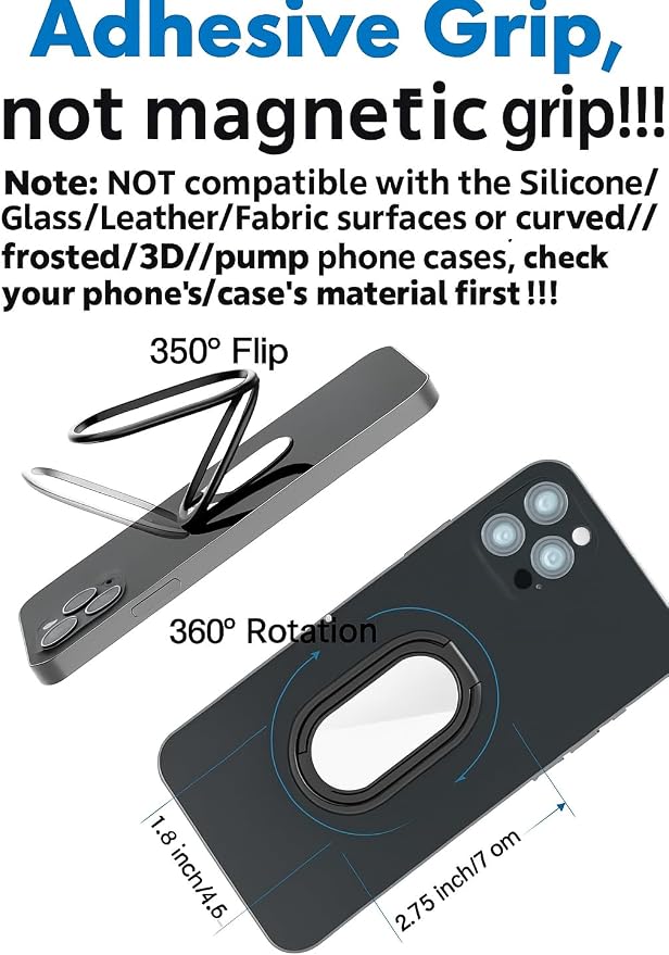 Phone Holder Foldable Phone Stand Phone Ring Holder Finger Kickstand 360° - Image 2