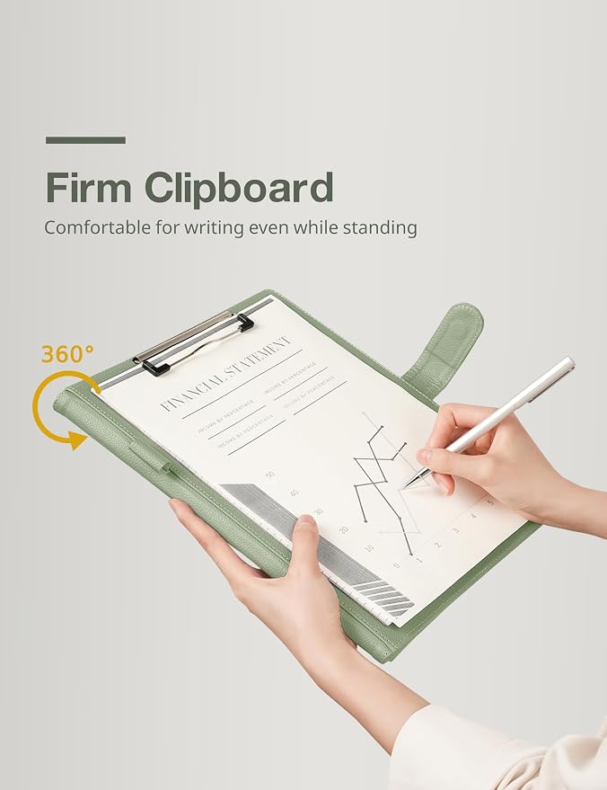 Clipboard Folder Padfolio, Mymazn Writing Portfolio Faux Leather Clipboards - Image 6