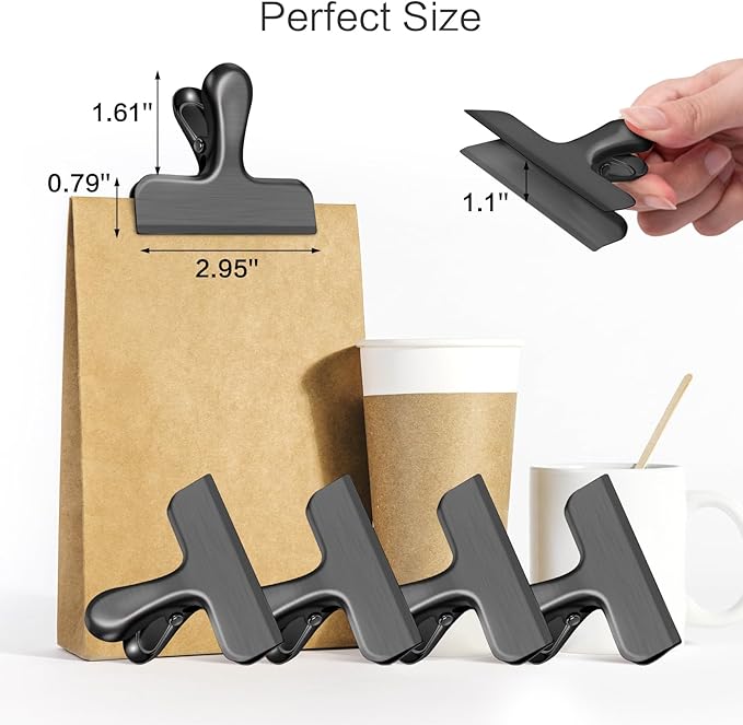 12 Pack Stainless Steel Chip Clips, Bag Clips - Image 2
