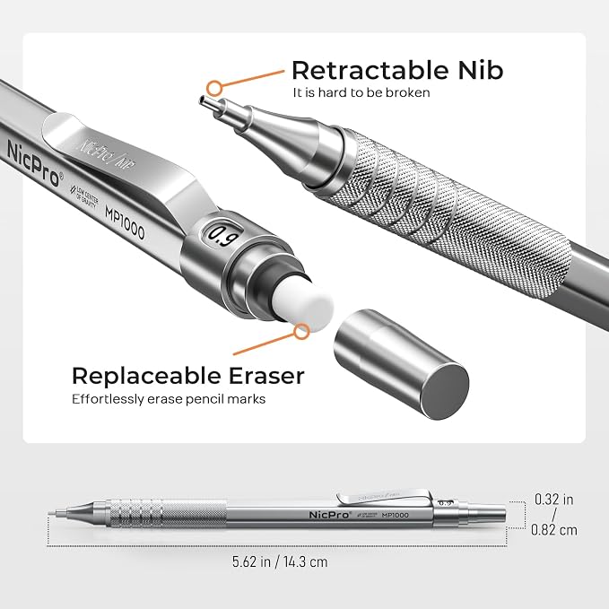 Nicpro 0.9 mm Metal Mechanical Pencil Set - Image 3