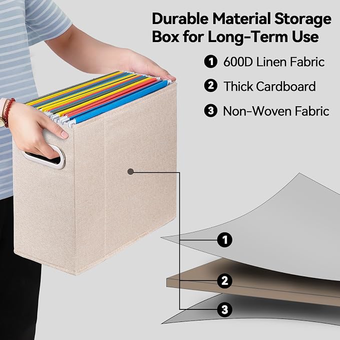 4 Packs Letter Size File Organizer, File Folders Organizer, Fabric Storage Box - Image 3