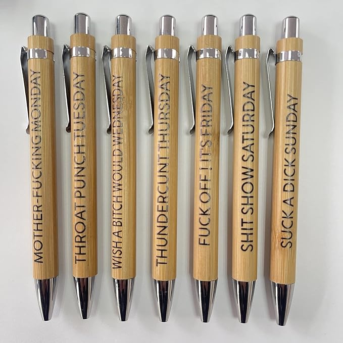 Cityhermit 7-Piece Funny Bamboo Pen Set - Image 4