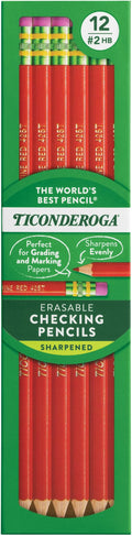 Ticonderoga Erasable Checking Wood-Cased Pencils, Pre-Sharpened by Ticonderoga