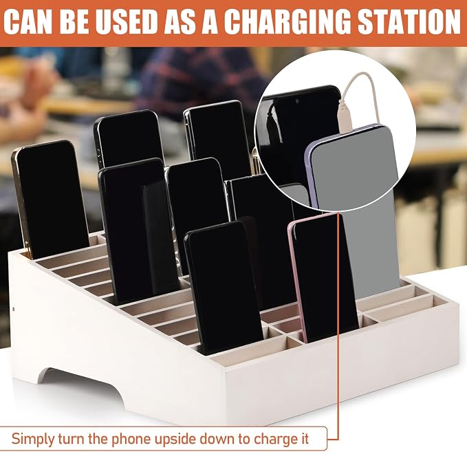 Wooden 36-Grid Cell Phones Storage Box Desktop Mobile Phone Holder Organizer - Image 3
