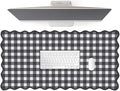 Scalloped‌ Black Desk Mat Checkered Gingham Cute XXL Large Gaming Mouse Pad by Unknown