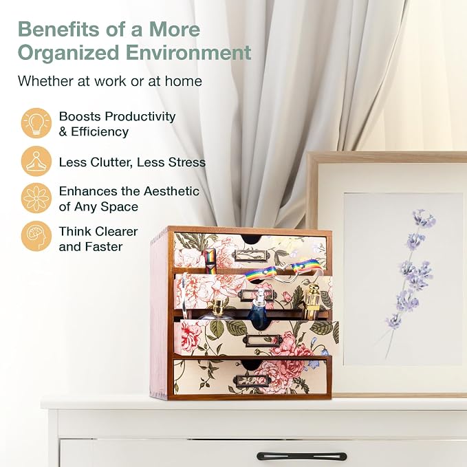 4-Drawer Vintage Desk Organizer - Image 6