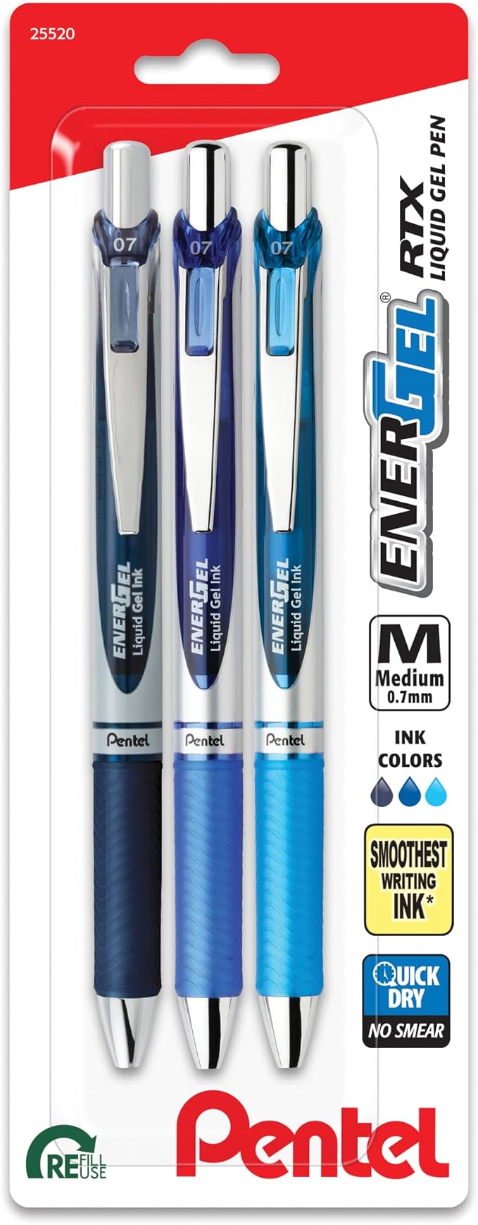 Pentel EnerGel RTX Retractable Liquid Gel Pen, Note-Taking Hue, and Sky Blue Ink by PentelofAmerica
