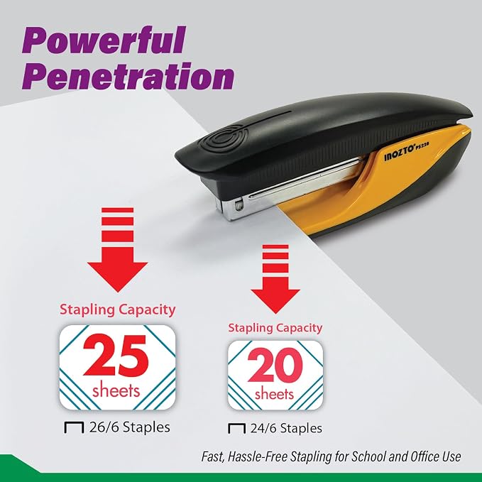 Ergonomic Stapler, 20 Sheet Capacity & 100 Staples Storage, - Image 3