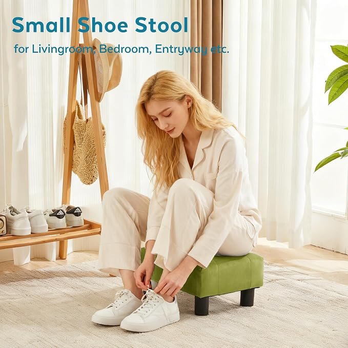 Small Foot Stool Ottoman, Velvet Footstool Ottoman Foot Rest - Image 3