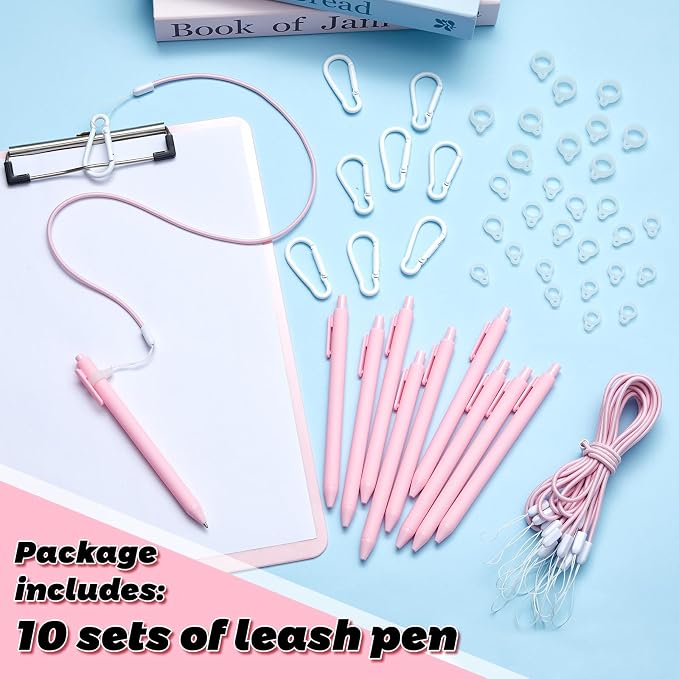 Lewtemi 10 Sets 24 Inch Pen Leash Pen Silicone Lanyard Holder - Image 3